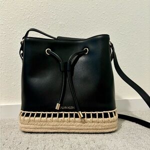 Calvin Klein black espadrille style purse